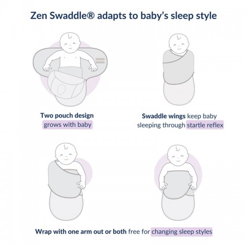 Nested Bean Zen Swaddle - Gently Weighted Swaddle | Sleep through the Moro reflex | Machine Washable | 0 - 6 months